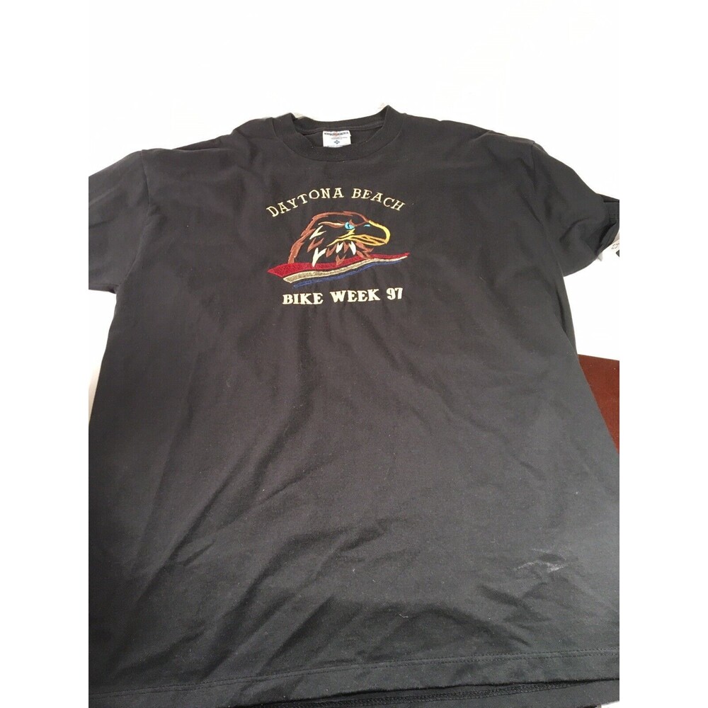 Vintage 1997 Bike Week T-Shirt Men's L Daytona Beach Embroidered Eagle